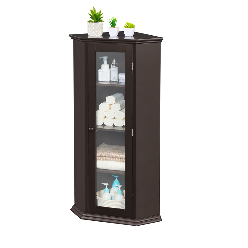 Merax Freestanding Bathroom Cabinet with Glass Door