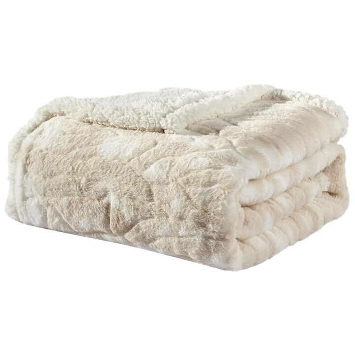 Plazatex Alaska Sherpa Decorative Super Soft Throw Blanket for Sleep/Decor 50" X 60" Beige