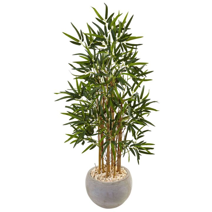 Nearly Natural 4-ft Bamboo Tree in Sand Colored Bowl