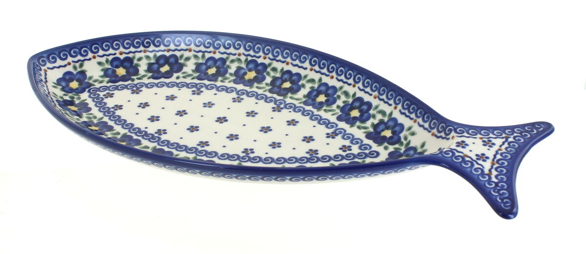 Blue Rose Polish Pottery Charleston Fish Dish