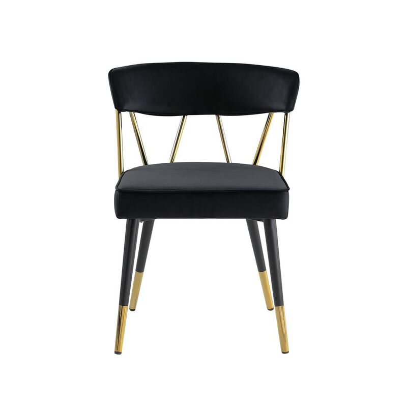 Aireys Black Velvet Armless Chair with Gold Accents (Set of 2)