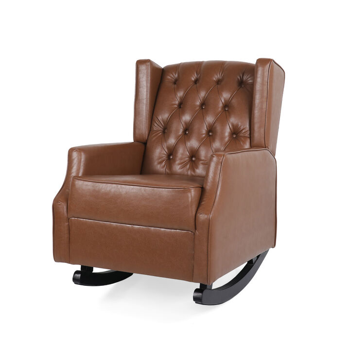 Merax PU Leather Recliner Rocking Chair