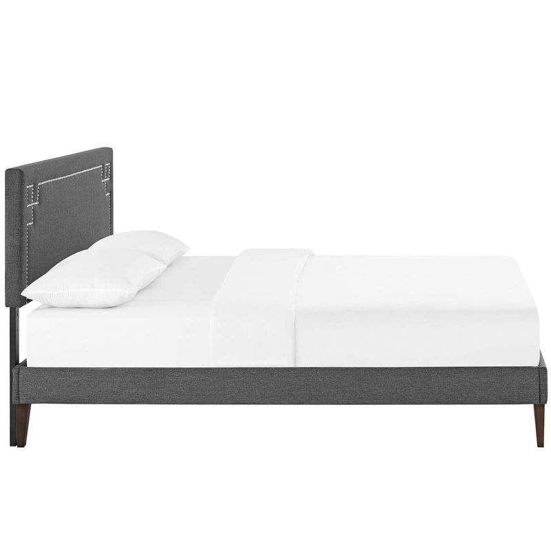 Modway - Ruthie Queen Fabric Platform Bed with Squared Tapered Legs Gray