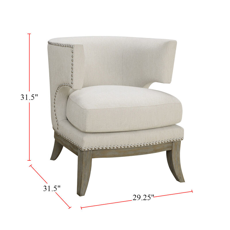 Upholstered Accent Chair with Barrel Back White