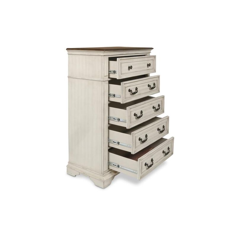 New Classic Furniture Furniture Anastasia 5-Drawer Solid Wood Chest in Antique White