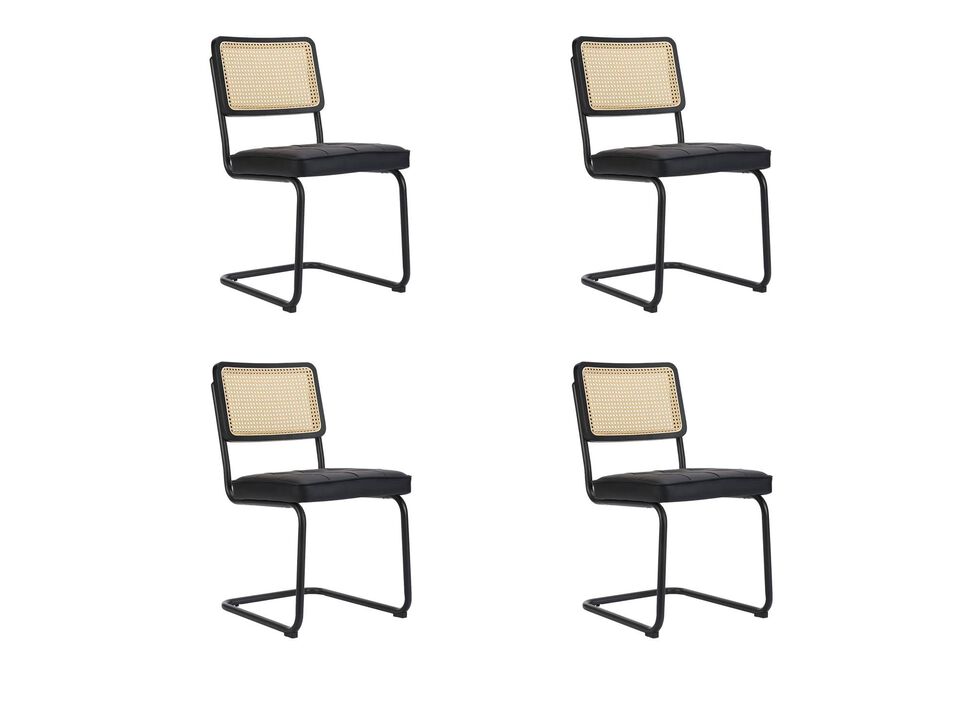 Cesca Chair Armless with Upholstered Seat & Cane Back, Set of 4