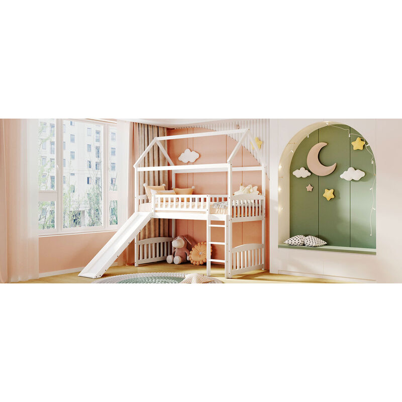 Twin Loft Bed With Slide, House Bed With Slide