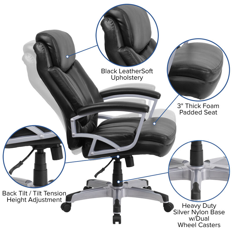 HERCULES Series Big & Tall 500 lb. Rated Black Fabric Executive Swivel Ergonomic Office Chair with Arms