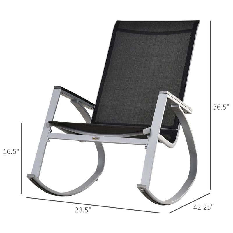 Modern Outdoor Seater: Black/Silver Porch Rocking Sling Chair