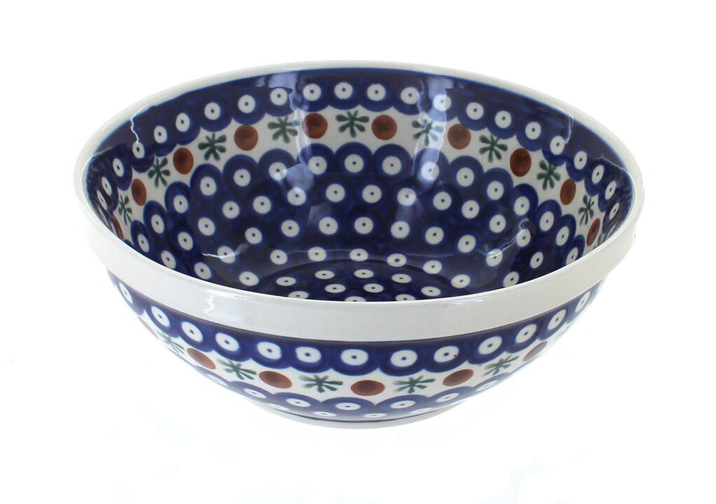 Blue Rose Polish Pottery Porcelain Vine Medium Serving Bowl