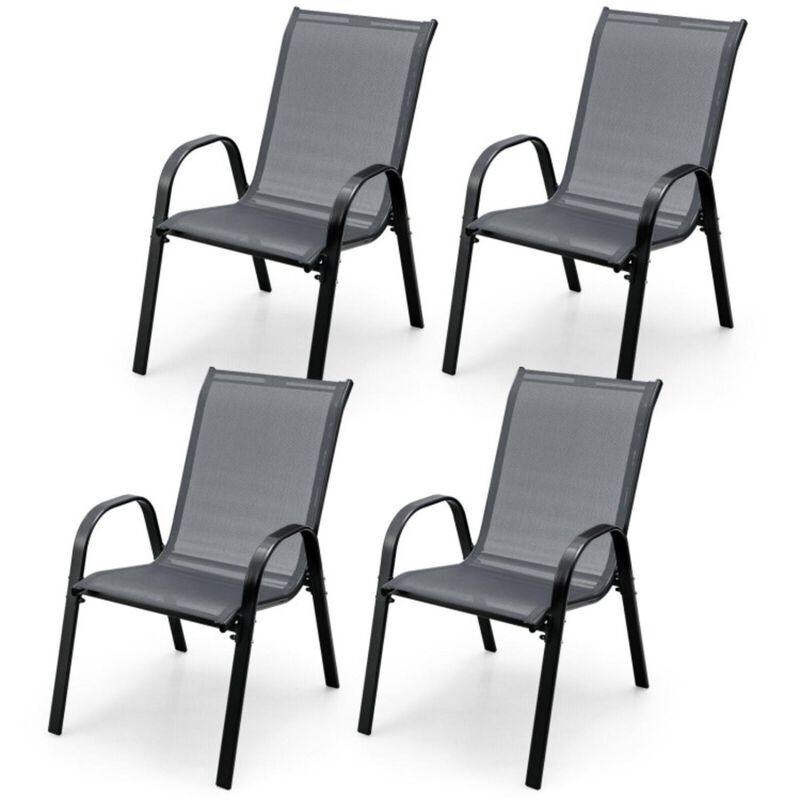 Hivvago 4 Pieces Stackable Patio Dining Chairs Set with Armrest