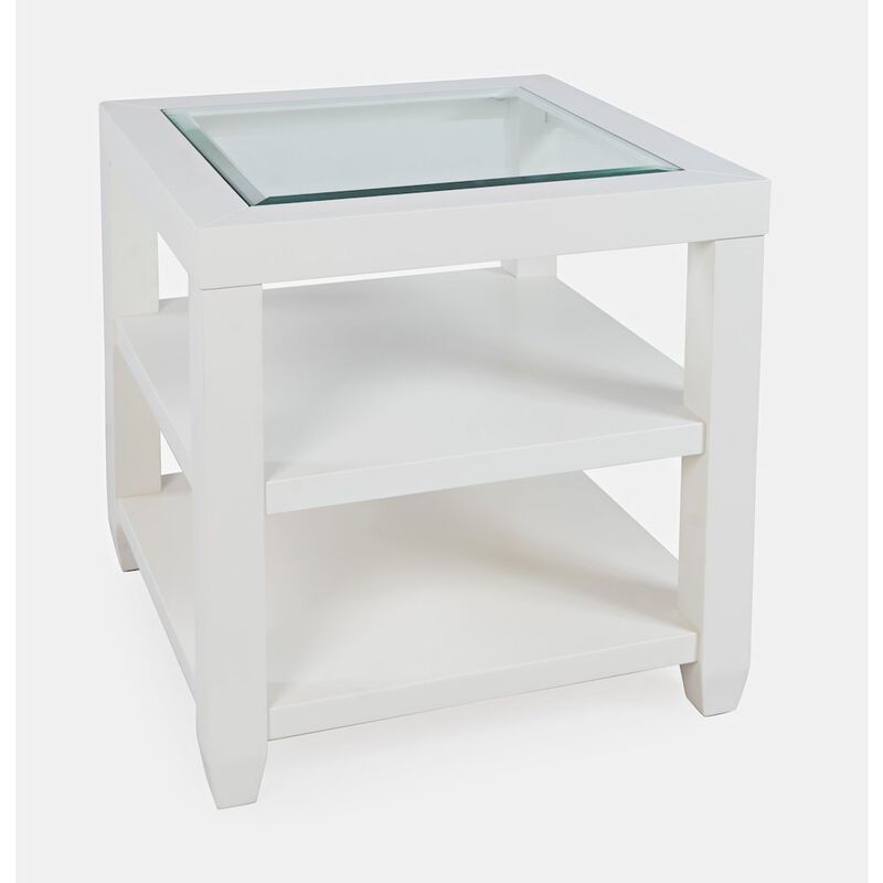 Jofran Urban Icon Contemporary Glass Inlay End Table with Storage