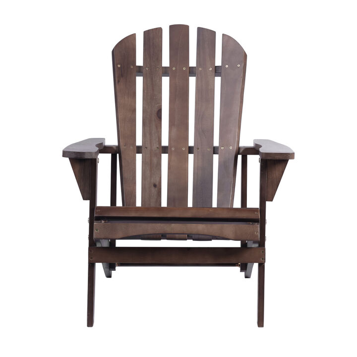 Adirondack Chair Solid Wood Outdoor Patio Furniture for Backyard, Garden, Lawn, Porch -Dark Brown