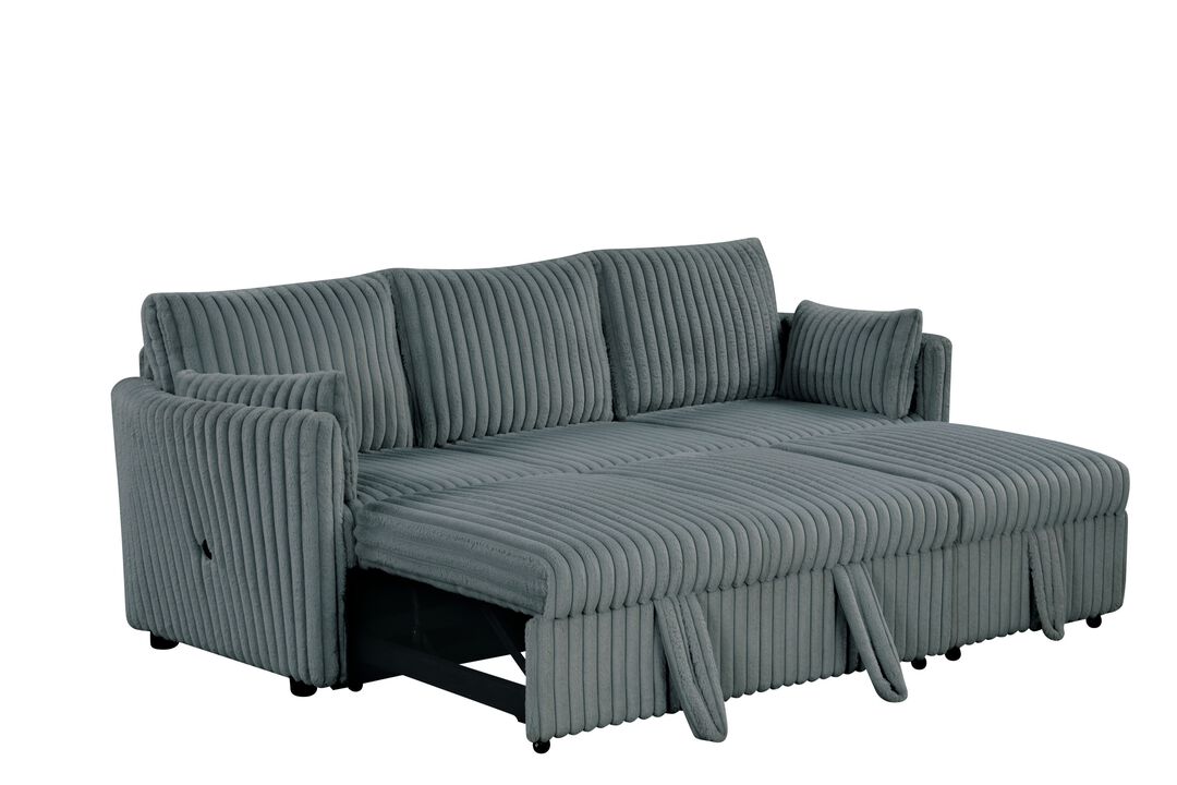 Convertible Sofa Bed with USB and Pillows Pullout Sleeper Sofa Couches 3-Seat Sofa for Living Room