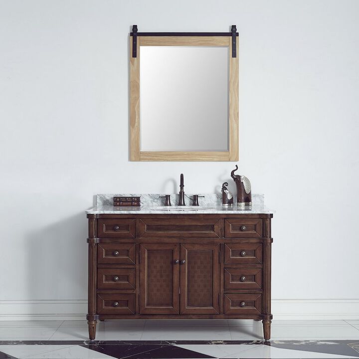 Vinnova Design Cortes 32 Rectangular Bathroom Vanity Barndoor Wall Mount Mirror in Pine