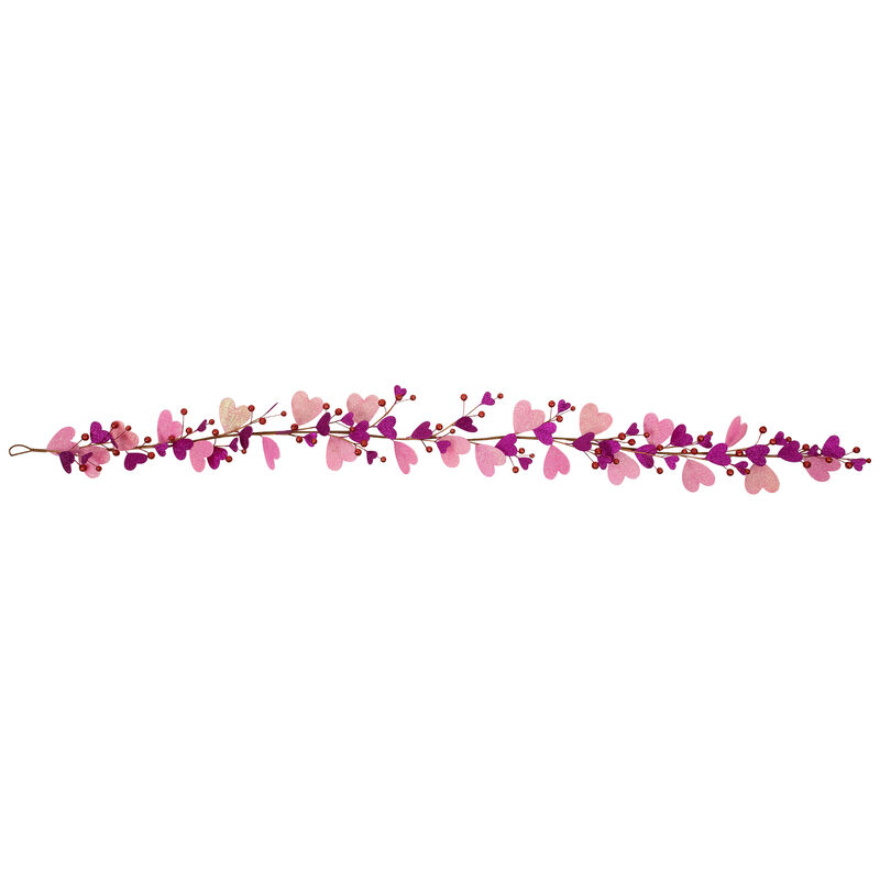 6' Glittered Hearts and Berries Valentine's Day Garland