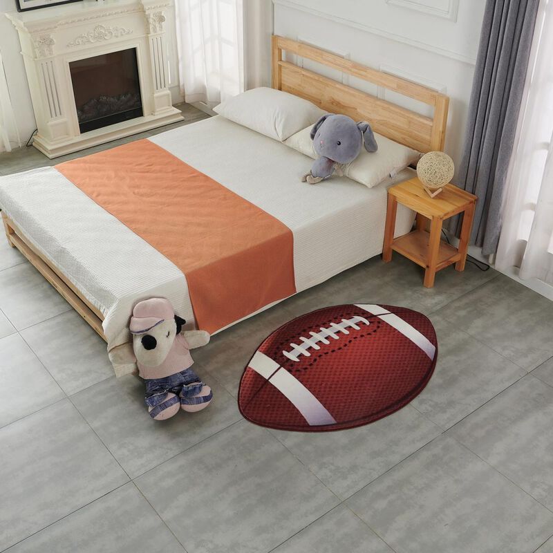 Sports Theme Shaped Hand Tufted Extra Soft Shag Area Rug (36-In Diameter)