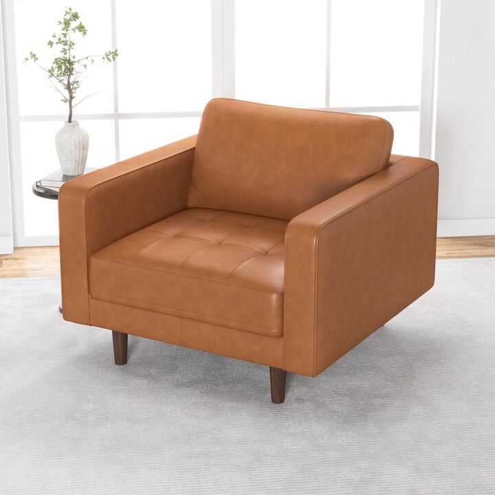 Ashcroft Furniture Co Catherine Leather Lounge Chair (Tan Leather)