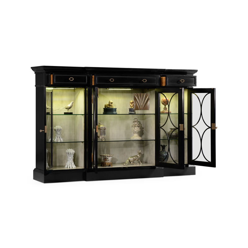 Breakfront Black Display Cabinet