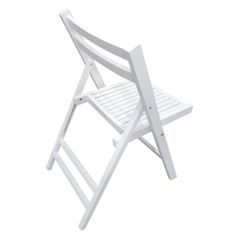 Furniture Slatted Wood Folding Special Event Chair - White, Set of 4