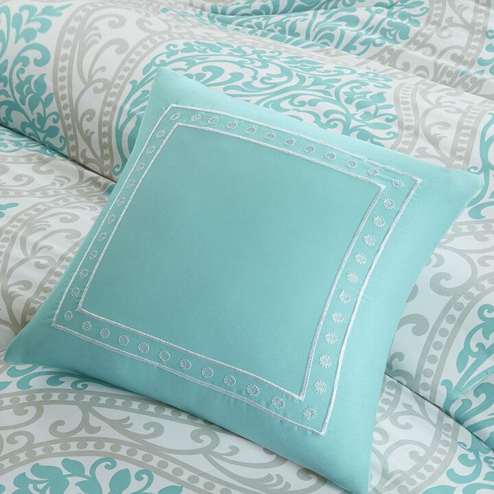 Belen Kox Senna Damask Print Comforter Set - Aqua, Belen Kox