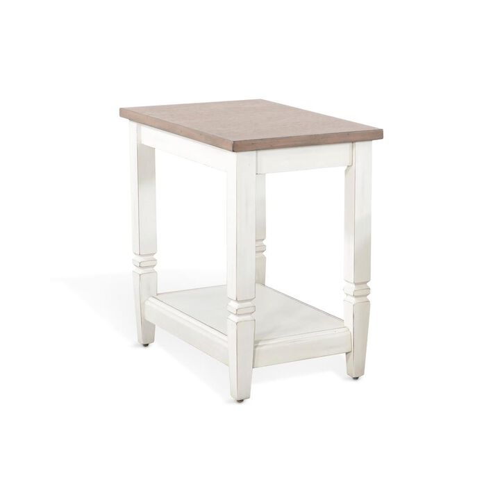 Sunny Designs Pasadena Farmhouse Mahogany Chair Side Table in Off White