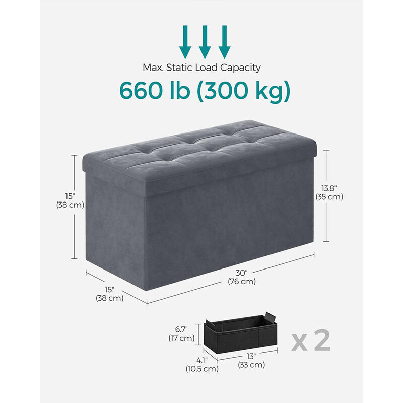 Foldable Storage Ottoman Bench for Space-Saving and Versatile Storage Solutions