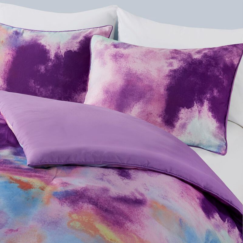 Gracie Mills Orion Dreamscape Watercolor Tie Dye Comforter Set with Cozy Throw Pillow