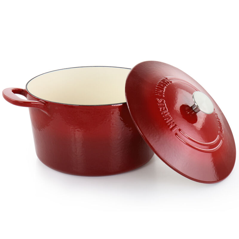 Martha Stewart 7 Quart Enameled Cast Iron Dutch Oven with Lid in Red Ombre