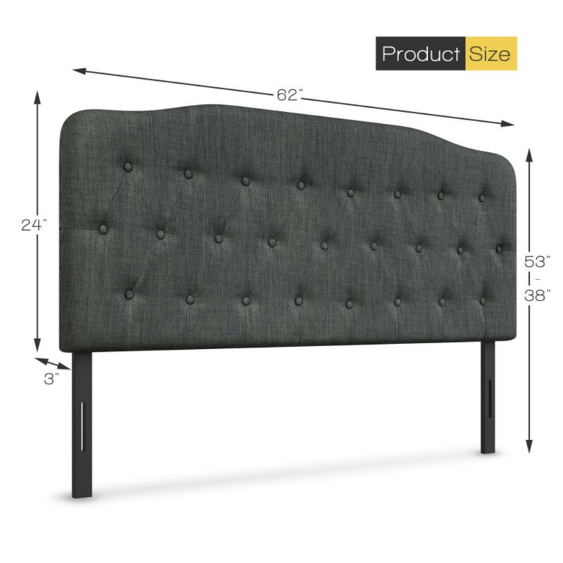 Queen Upholstered Headboard with Adjustable Heights