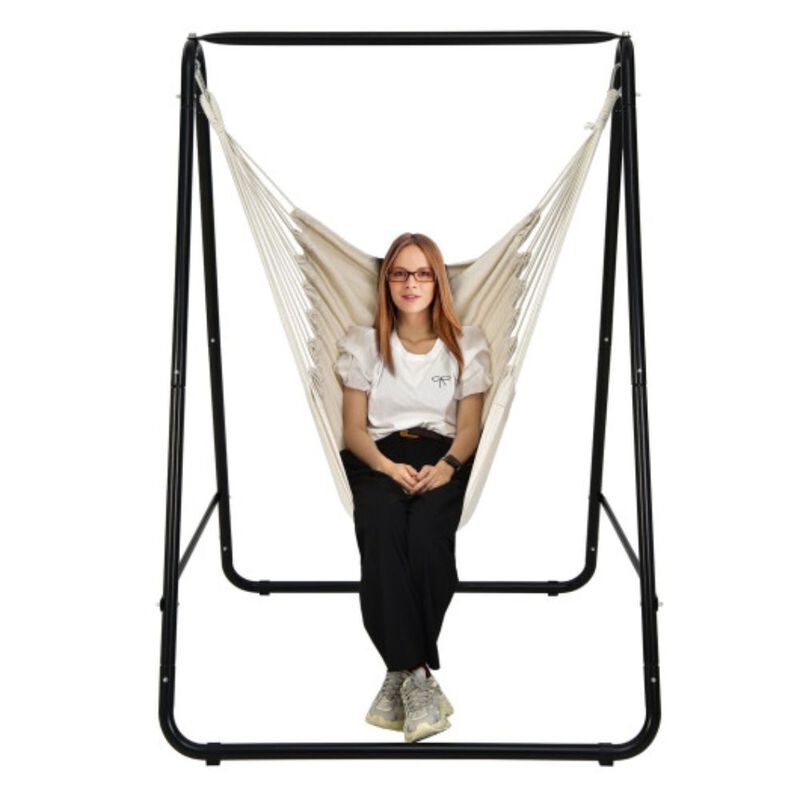 Hanging Padded Hammock Chair with Stand and Heavy Duty Steel