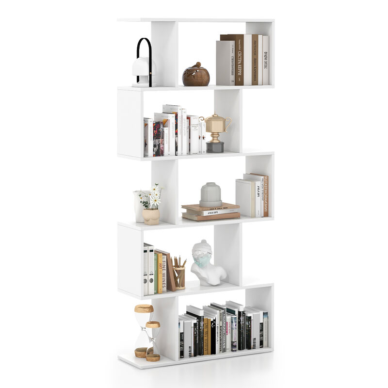 5-Tier Bookshelf with Anti-Toppling Device for Living Room Home Office