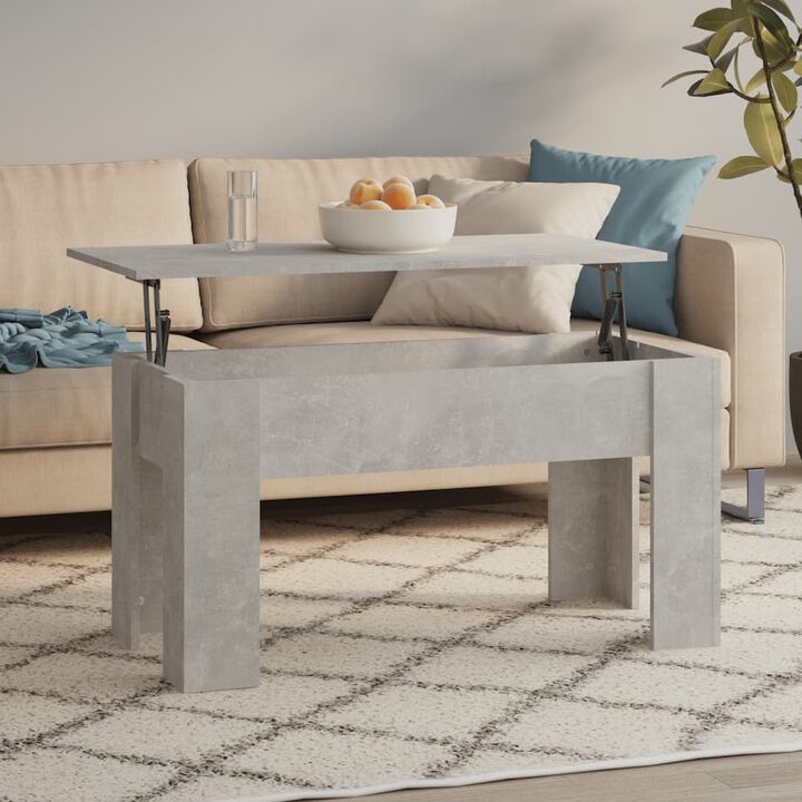 Coffee Table Concrete Gray 39.8"x19.3"x20.5" Engineered Wood