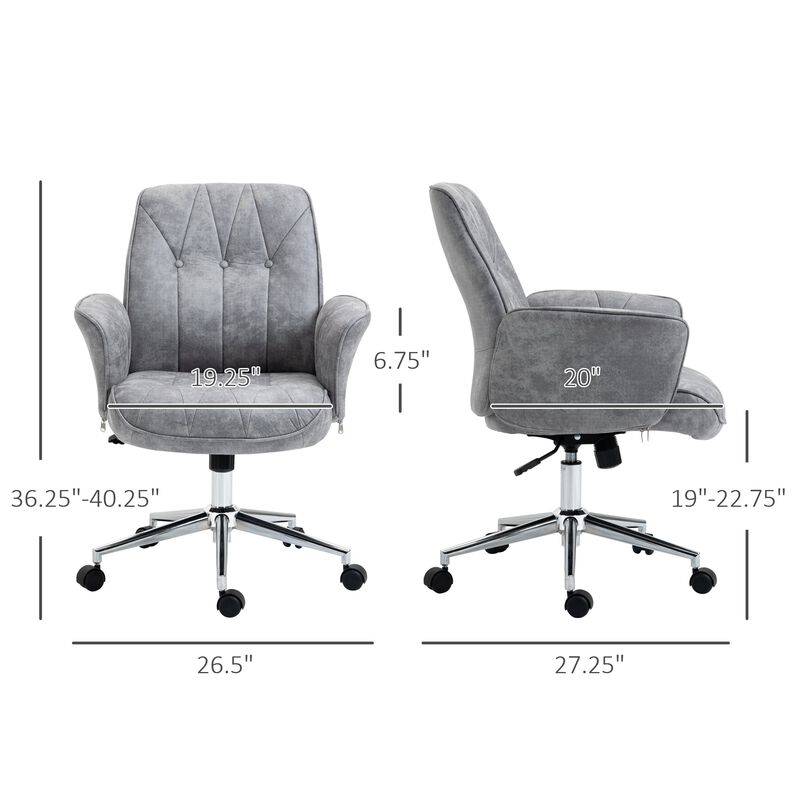 Grey Contemporary Seating: Mid-Back Movable Home Workstation Chair