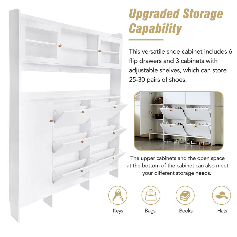 Merax 6 Flip Drawers Shoe Cabinet with Storage Shelf