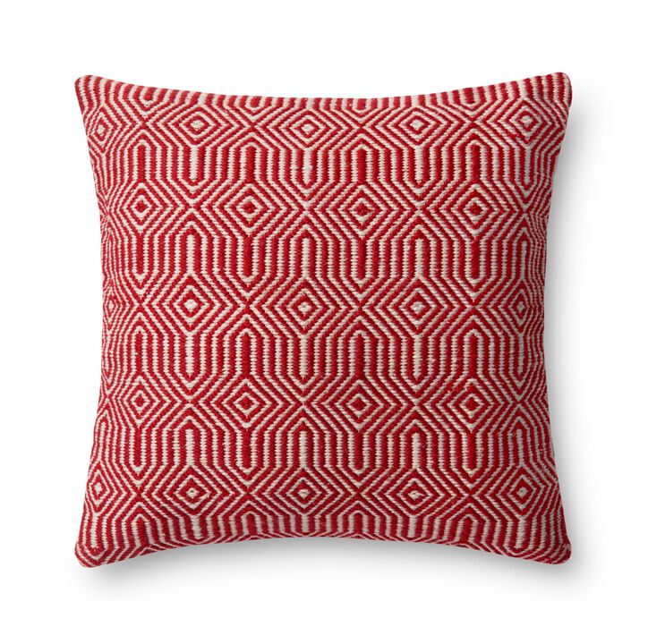 P0339 Red/Ivory 22"x22" Down Pillow