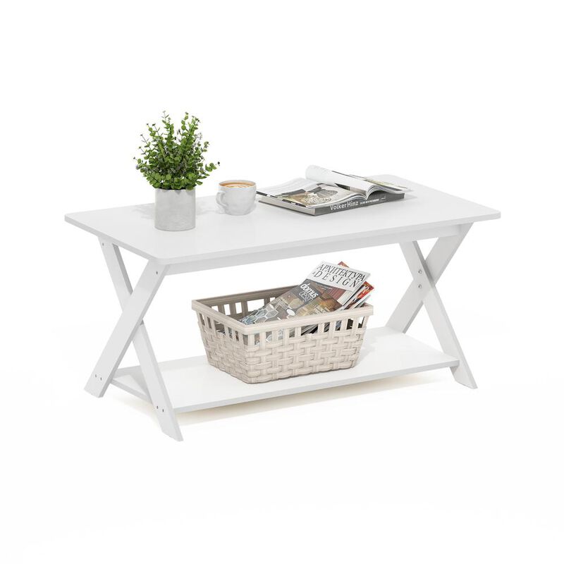 Modern Simplistic Criss-Crossed Coffee Table, White