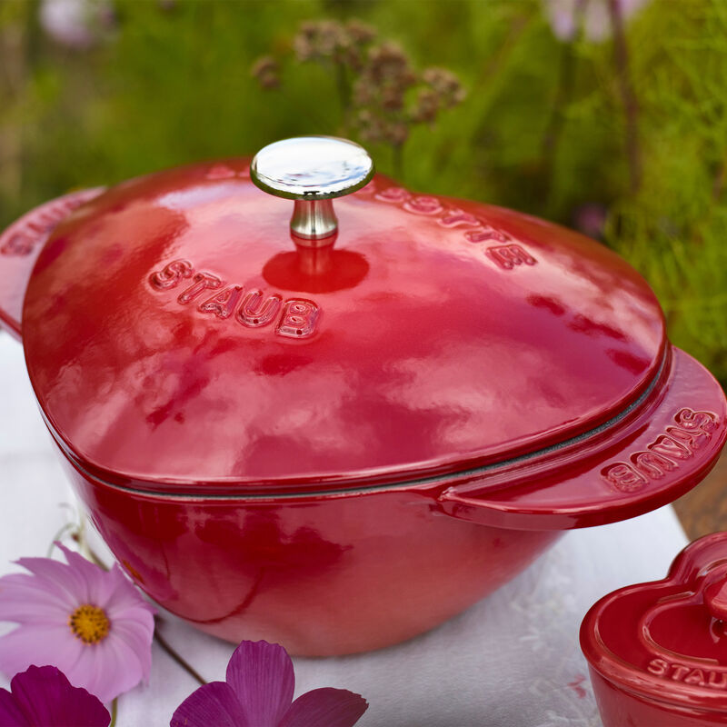 Staub Cast Iron 1.75-qt Heart Cocotte - Cherry