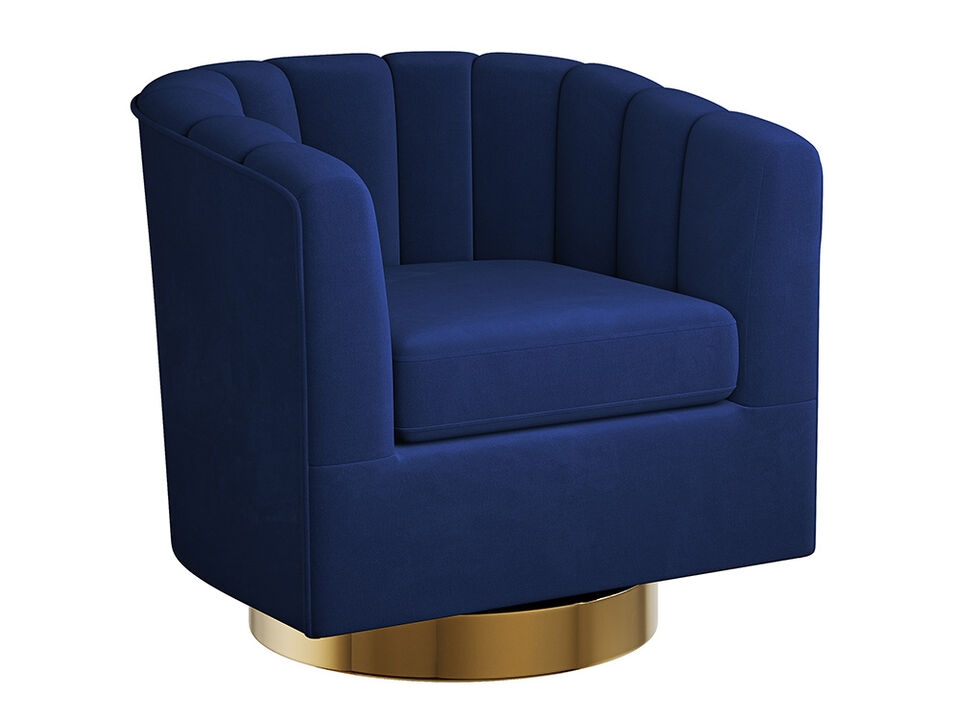 BELLEZE Swivel Accent Chair, Wide Modern Upholstered Armchair 360 Degree Swivel Comfy Single Sofa Side Chair for Living Room Bedroom Office - Zoe (Blue)