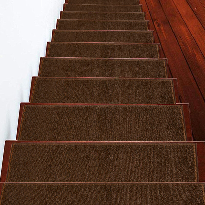 SUSSEXHOME Carpet Stair Treads Easy to Install with Double Adhesive Tape - Safe, 9" X 28" - Brown