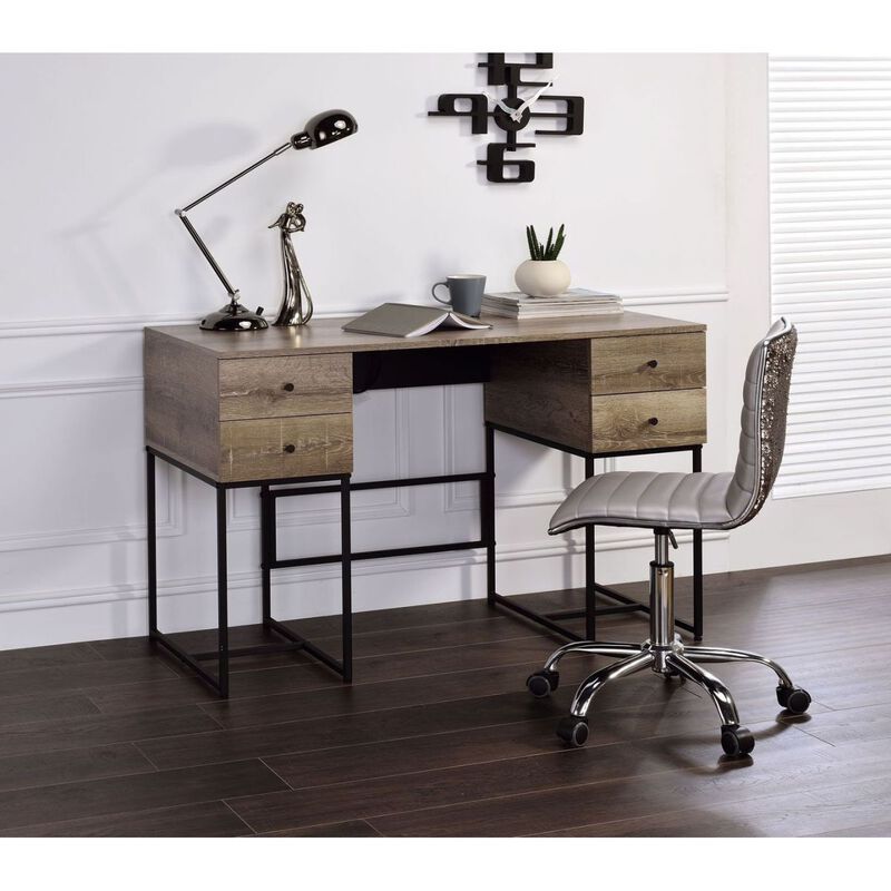 Desirre Desk, Rustic Oak & Black 92640