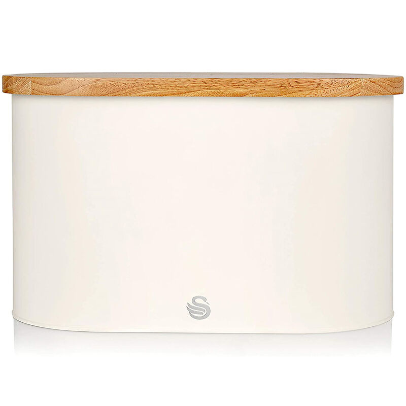 Swan - Nordic Collection Bread Bin with Bamboo Lid, 15cm x 15cm x 35cm