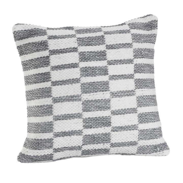 18" Gray and White Geometric Striped Square Throw Pillow