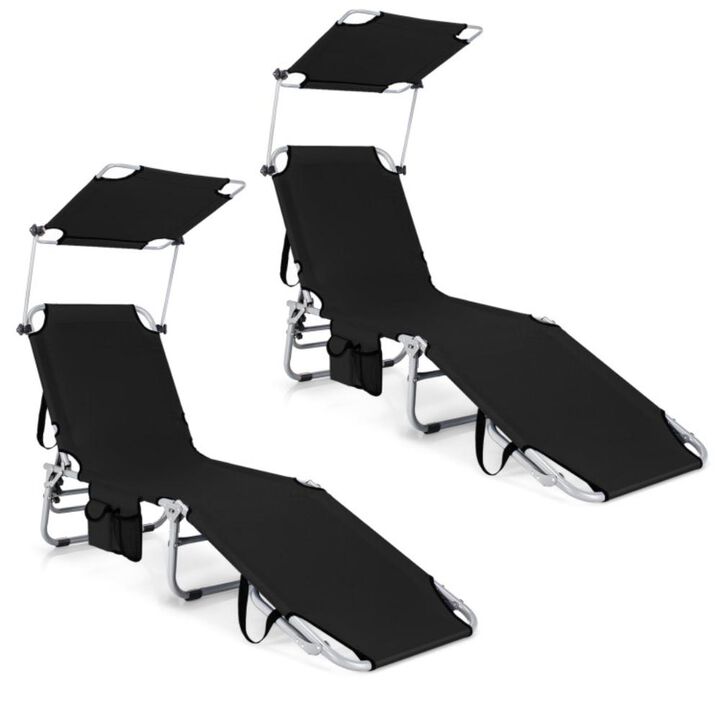 Hivvago Set of 2 Portable Reclining Chair with 5 Adjustable Positions-Black