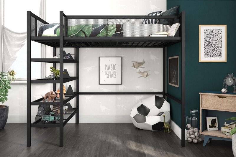 Bloom Storage Loft Bed with Bookcase