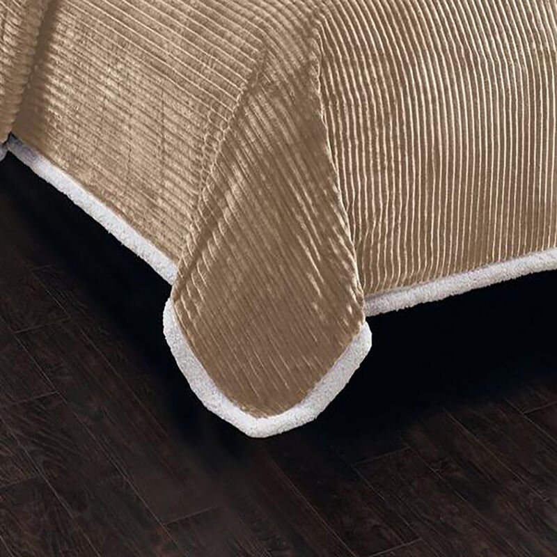 Plazatex Soft Plush Corduroy Sherpa Lined Oversized All Season Comfort for Bedroom or Lounging Blankets - King 108x90", Taupe