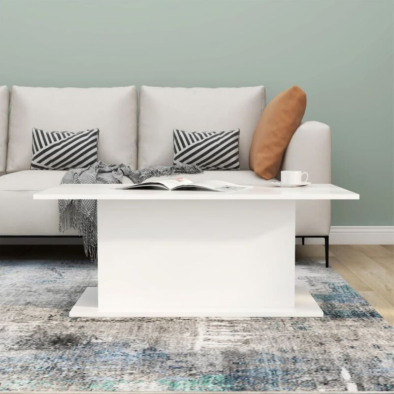 vidaXL Coffee Table White 40.2"x21.9"x15.7" Chipboard