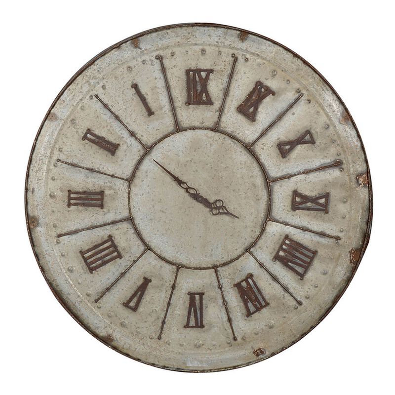 Vas 30 Inch Round Clock, Classic Vintage Style, Matted Bronze Tin Tone - Benzara