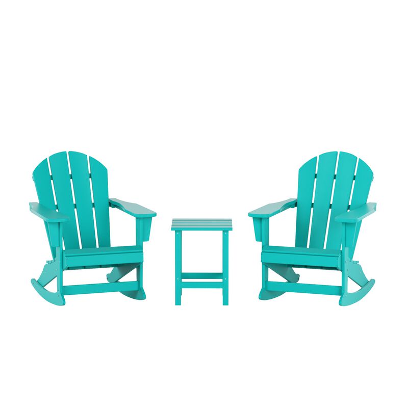 WestinTrends 3-Piece Outdoor Patio Rocking Adirondack Chairs with Side Table Set