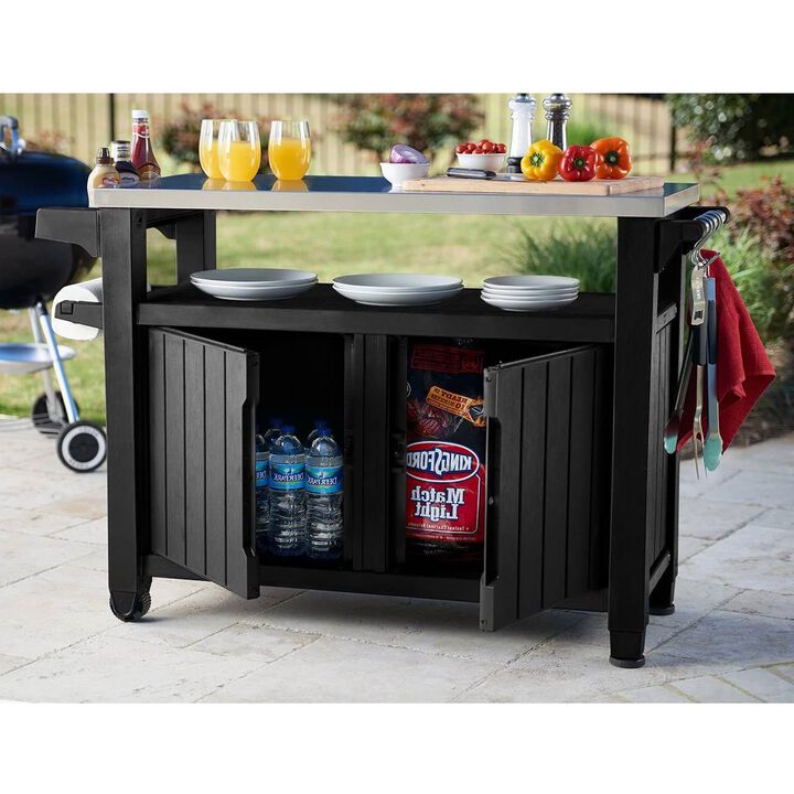 Outdoor Grill Party Bar Serving Cart with Storage